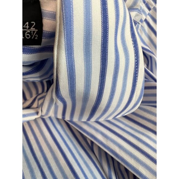 Valentino Roma Shirt Mens 15.5 42 Slim Fit Medium M Long Sleeve Button Up Blue - Picture 5 of 7